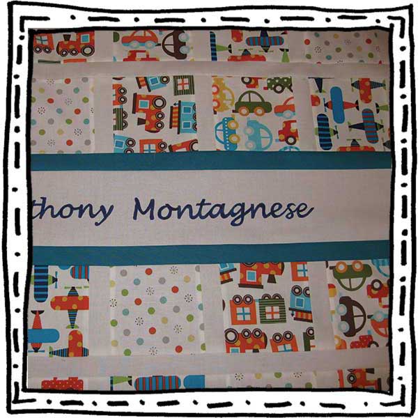 Personalised cot quilt_work in progress